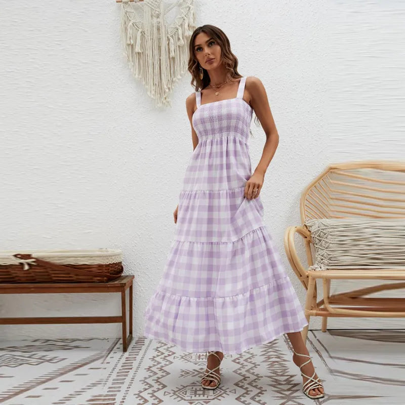 Dress with checkered pattern