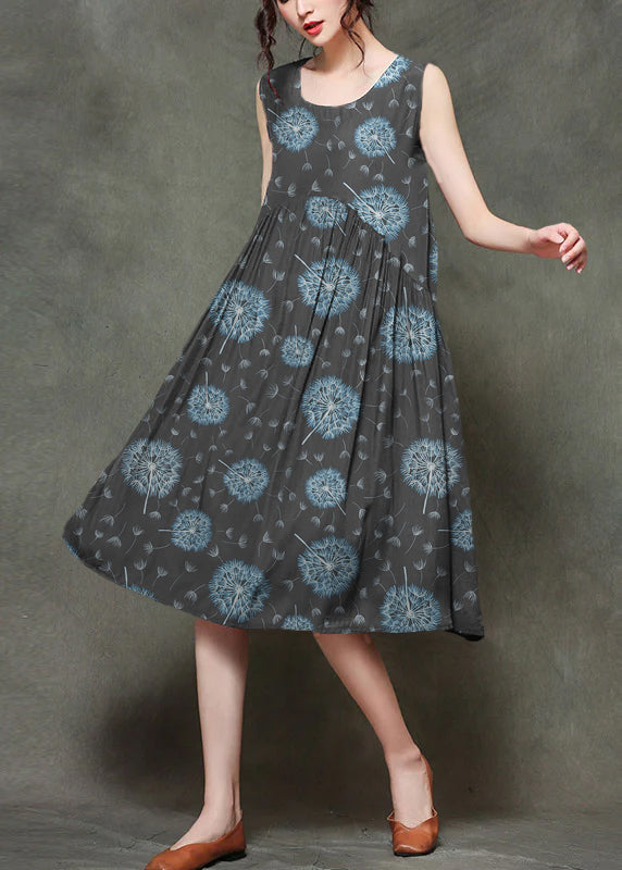 Mitchi - Long sleeveless dresses with round neck and ruffles