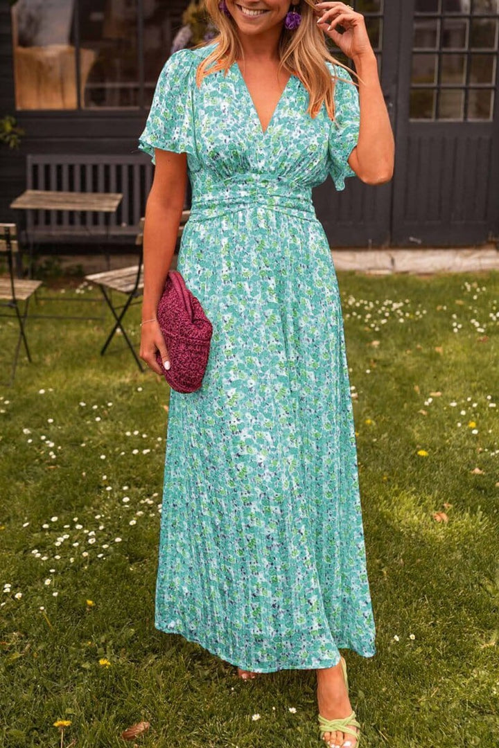 Elegant long dress with V-neck for women summer party