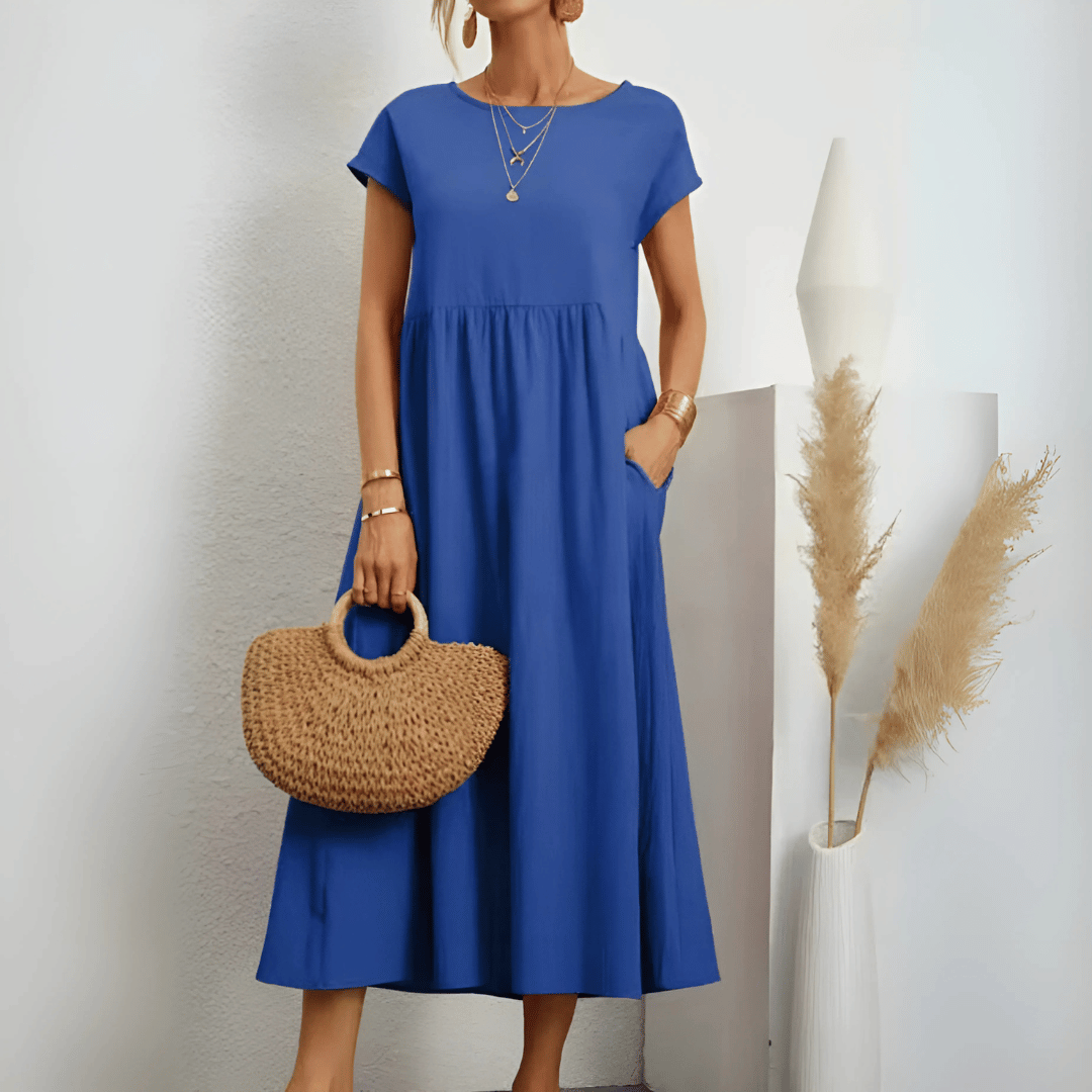 LD | Women's vintage maxi dress of cotton and linen