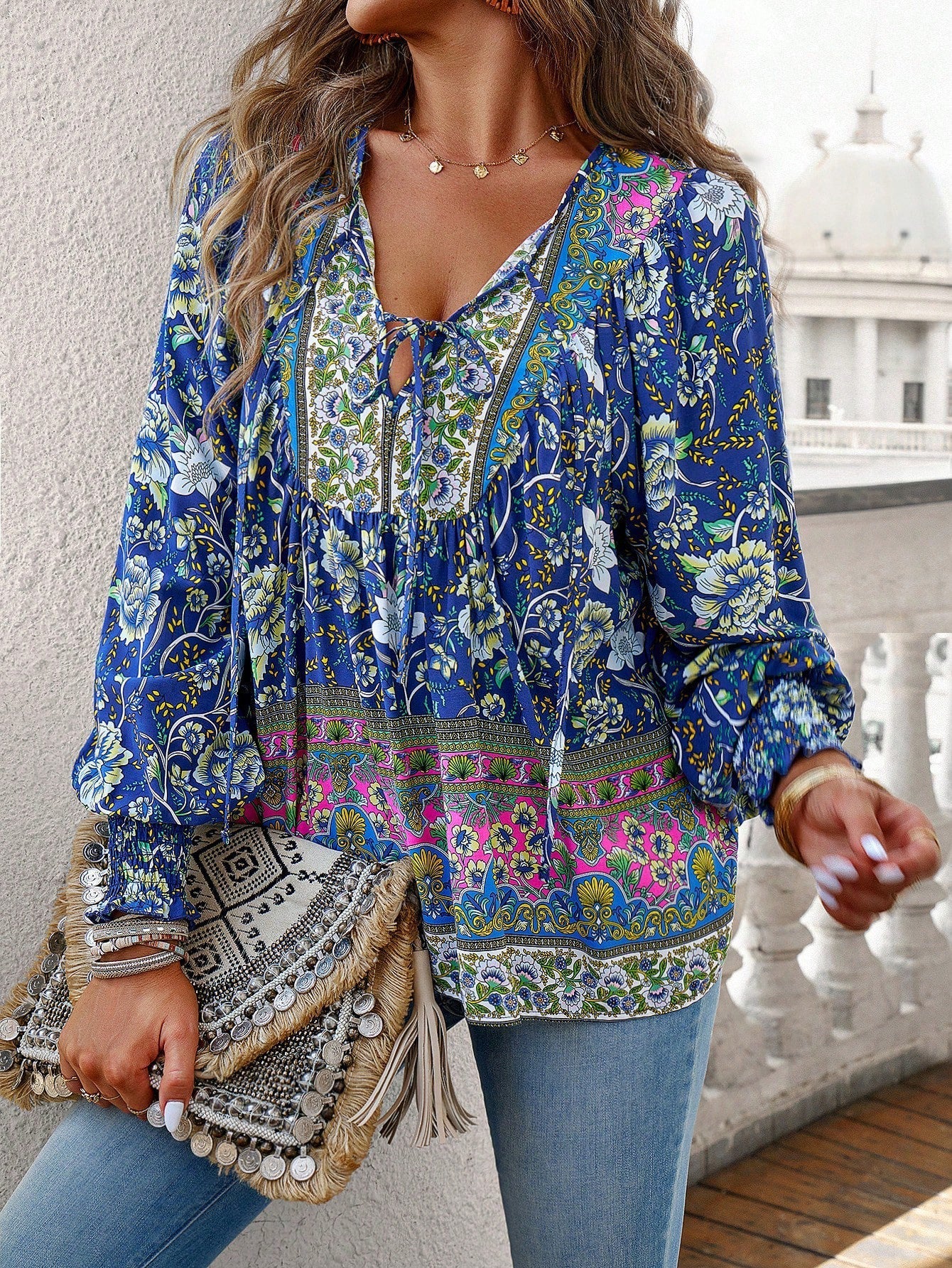 Elara - Boho floral blouse
