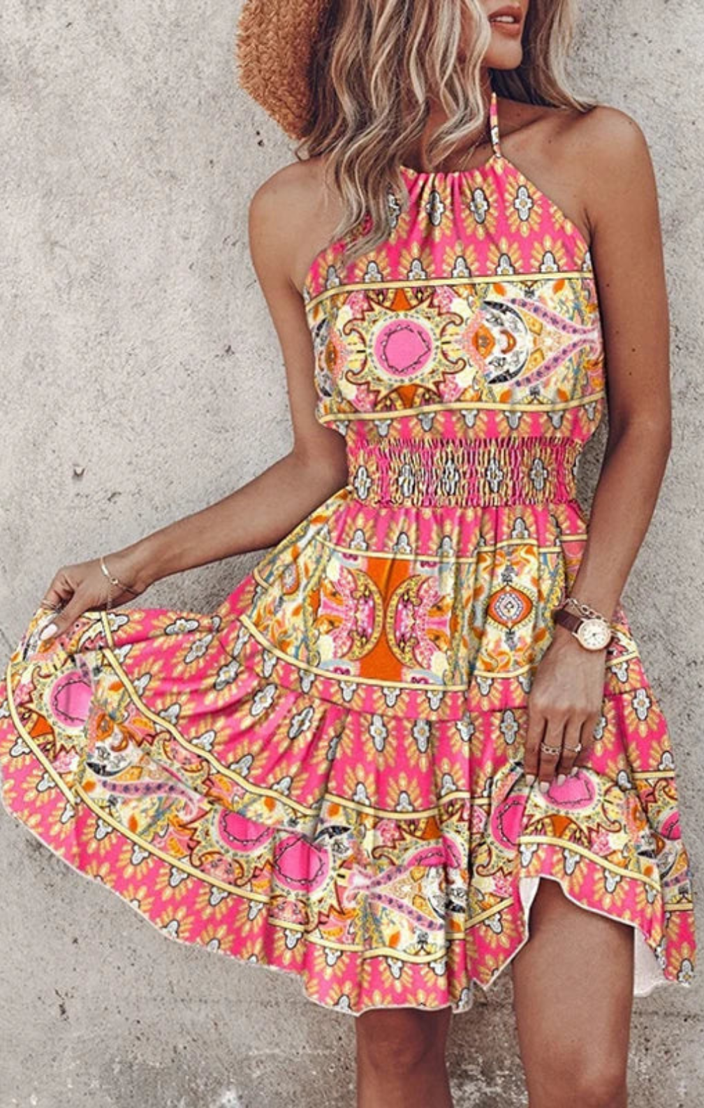 Angela boho midi dress