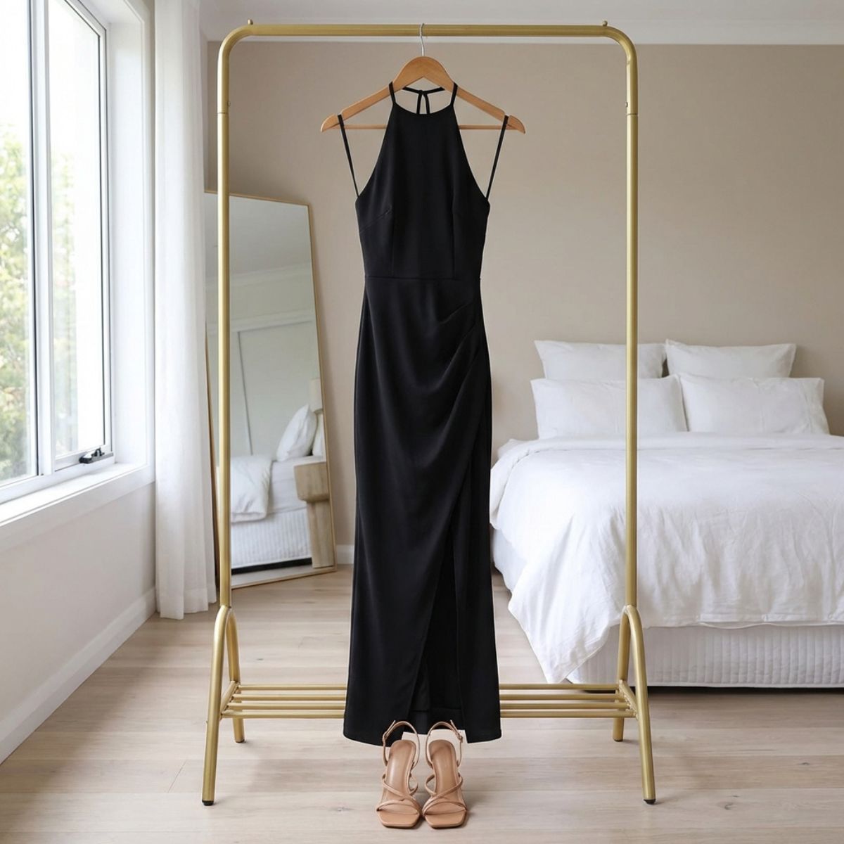 Adira | Halter Neck Backless Maxi Dress with Slit