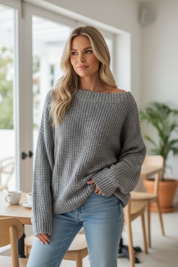 Amaya | Women's Comfortable Sweater with Wide Collar, Casual and Chic