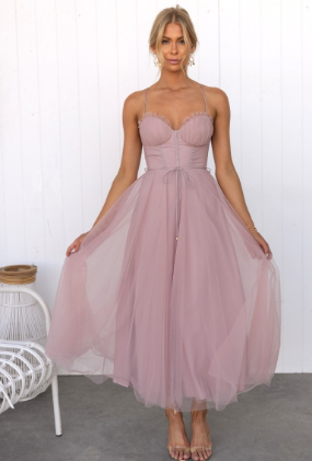 Aurene - Modern princess evening dress in chiffon with straps