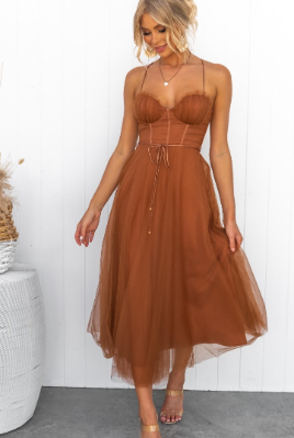 Aurene - Modern princess evening dress in chiffon with straps