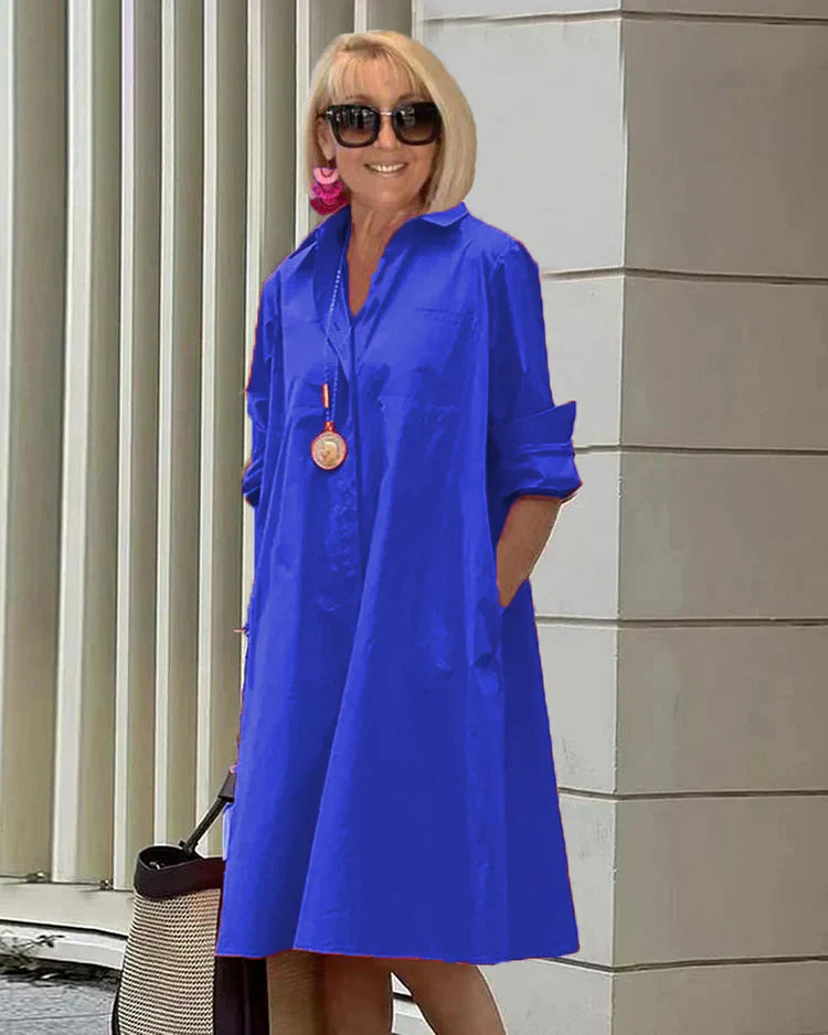 Bailey - Midi-length dress with shirt collar and spring-summer temperament