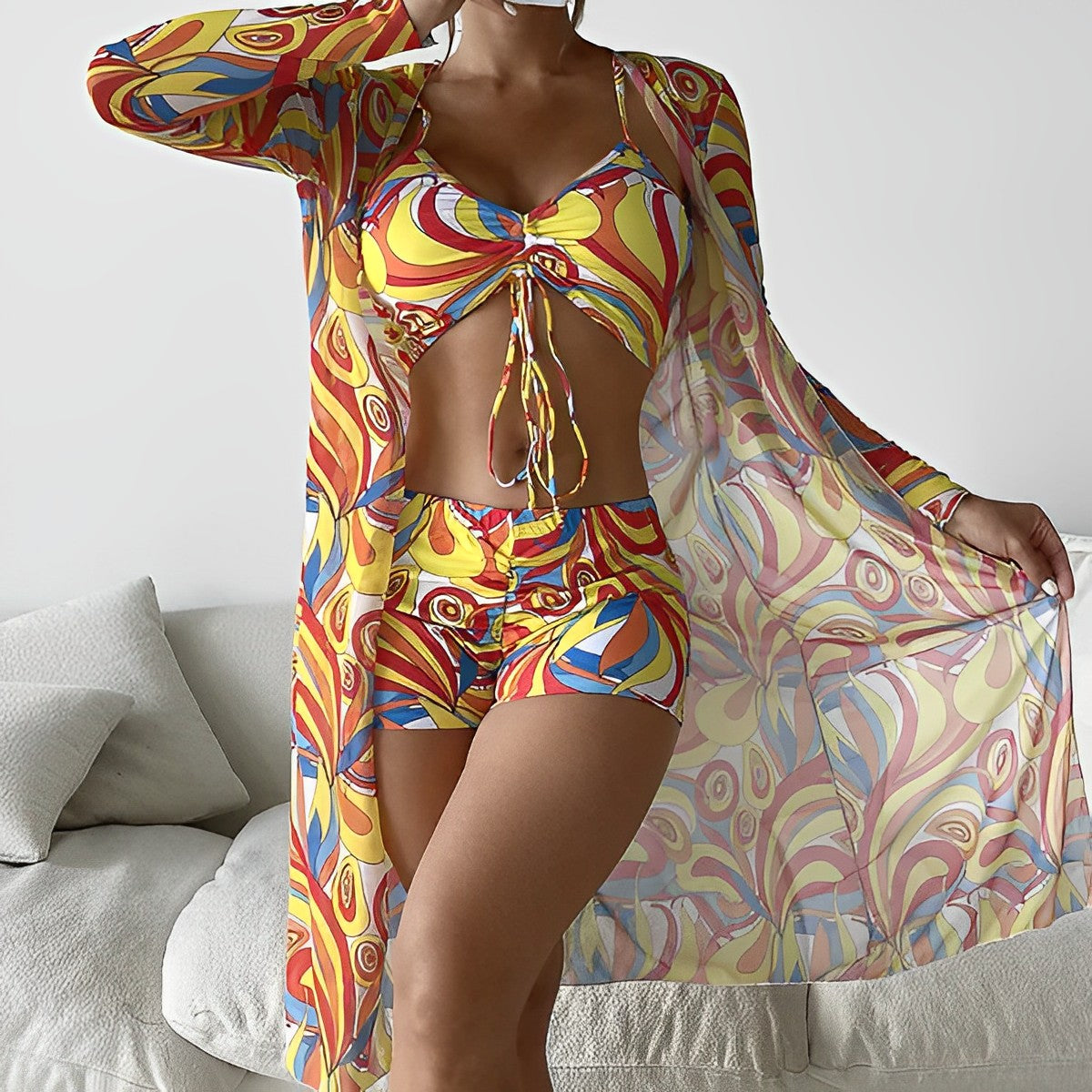 Printed swimwear with swirls