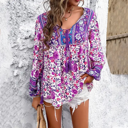 MonLu - Vintage Long Sleeve Blouse