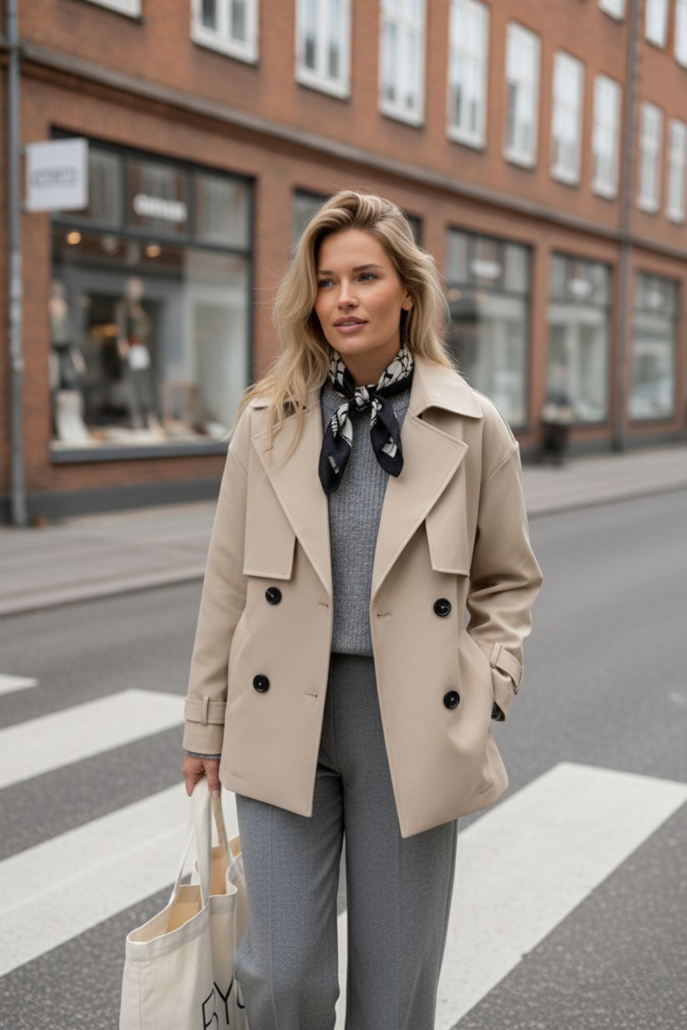 Briella | Women's Casual Trench Coat with Double Row of Chic Buttons