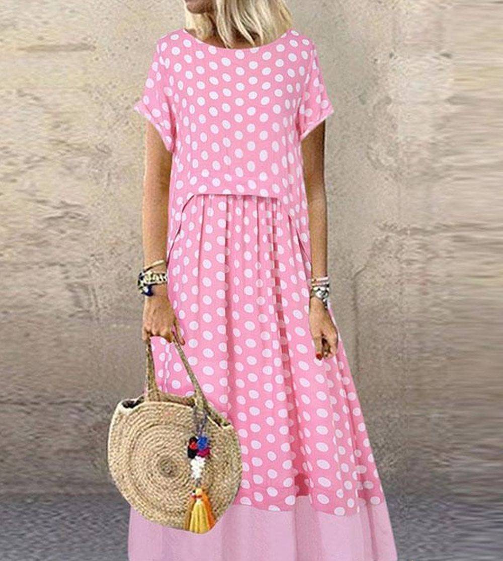 LP | Two-piece long summer dress with polka dot print