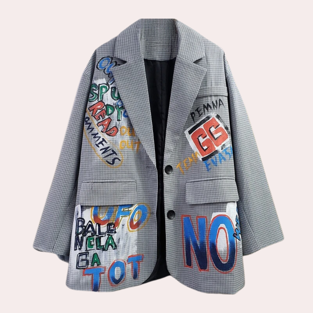 Kathy | Chic Oversized Women's Blazer with Elegant Text Detail