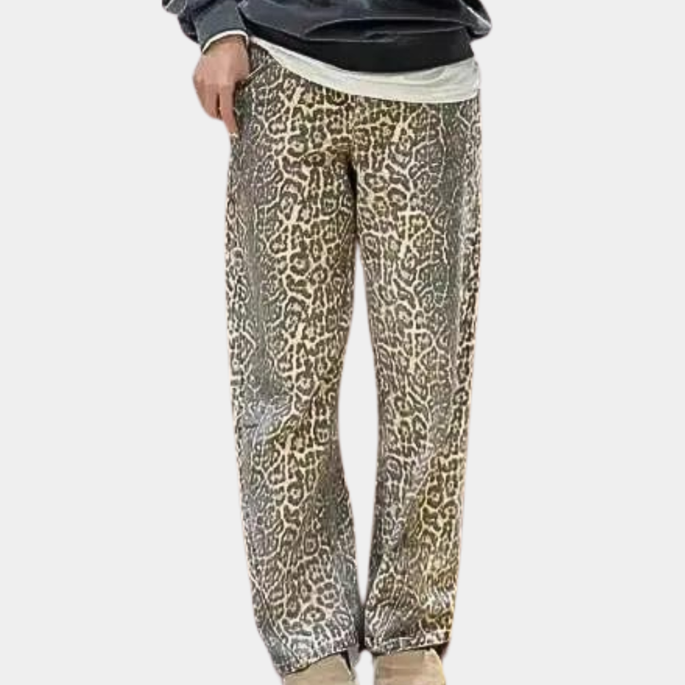Malena - Leopard print jeans for women