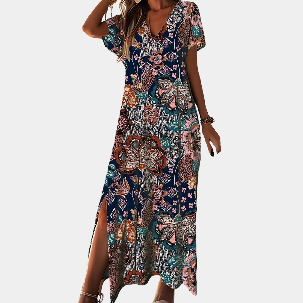 LP | Casual long dress with v-neck for women