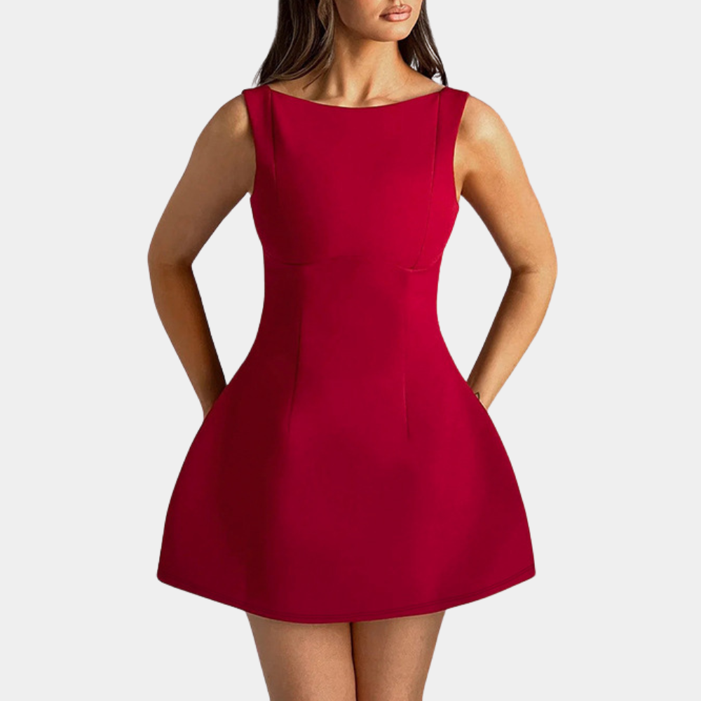 Janelle - Elegant open-back mini dress for women