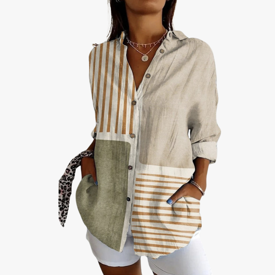 Women's embroidered linen blouse