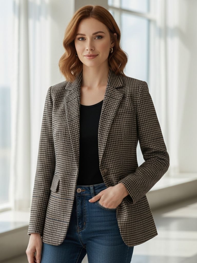 Clotilde | Chic and Comfortable Women's Checkered Blazer Jacket