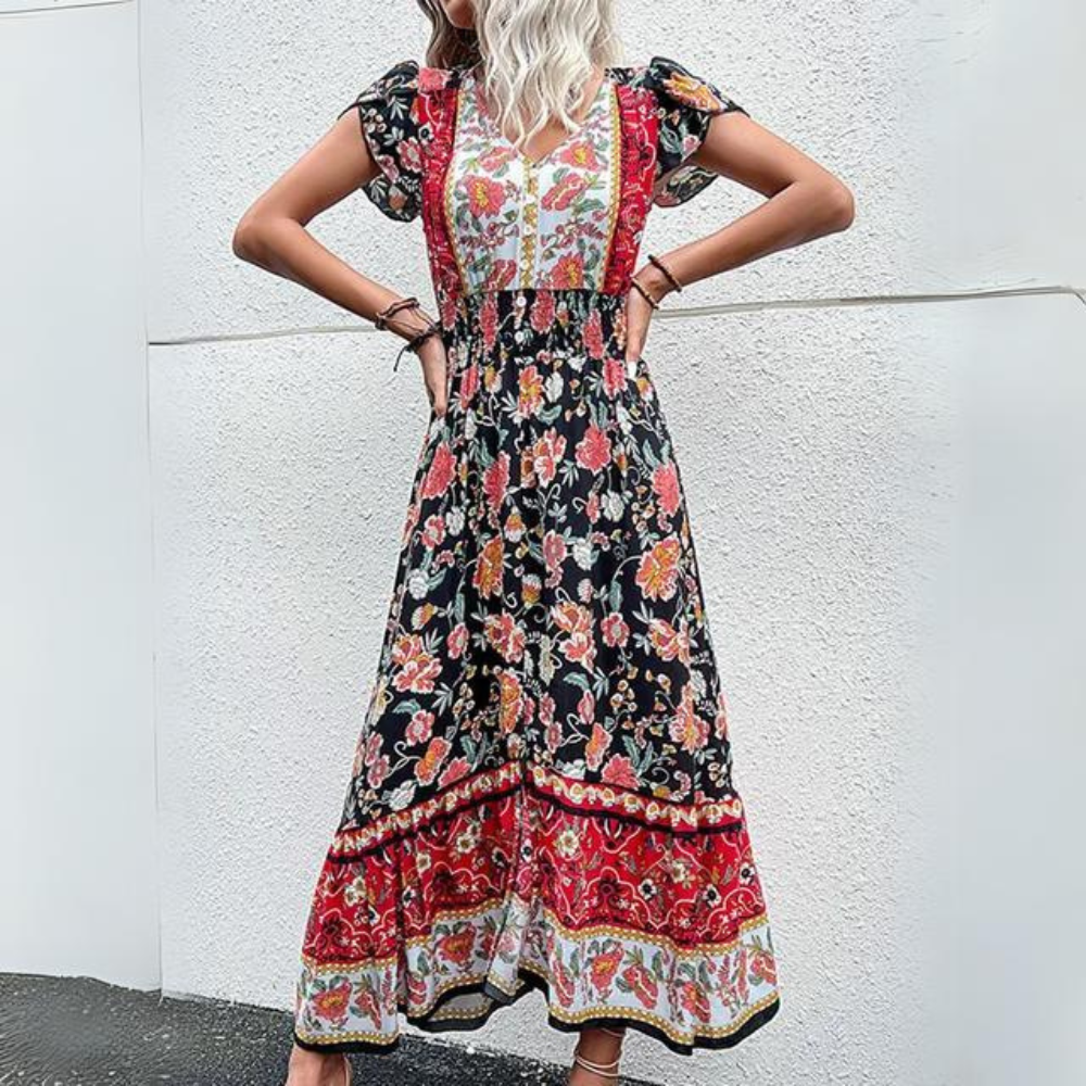 LP | VIntage beach dress with floral pattern