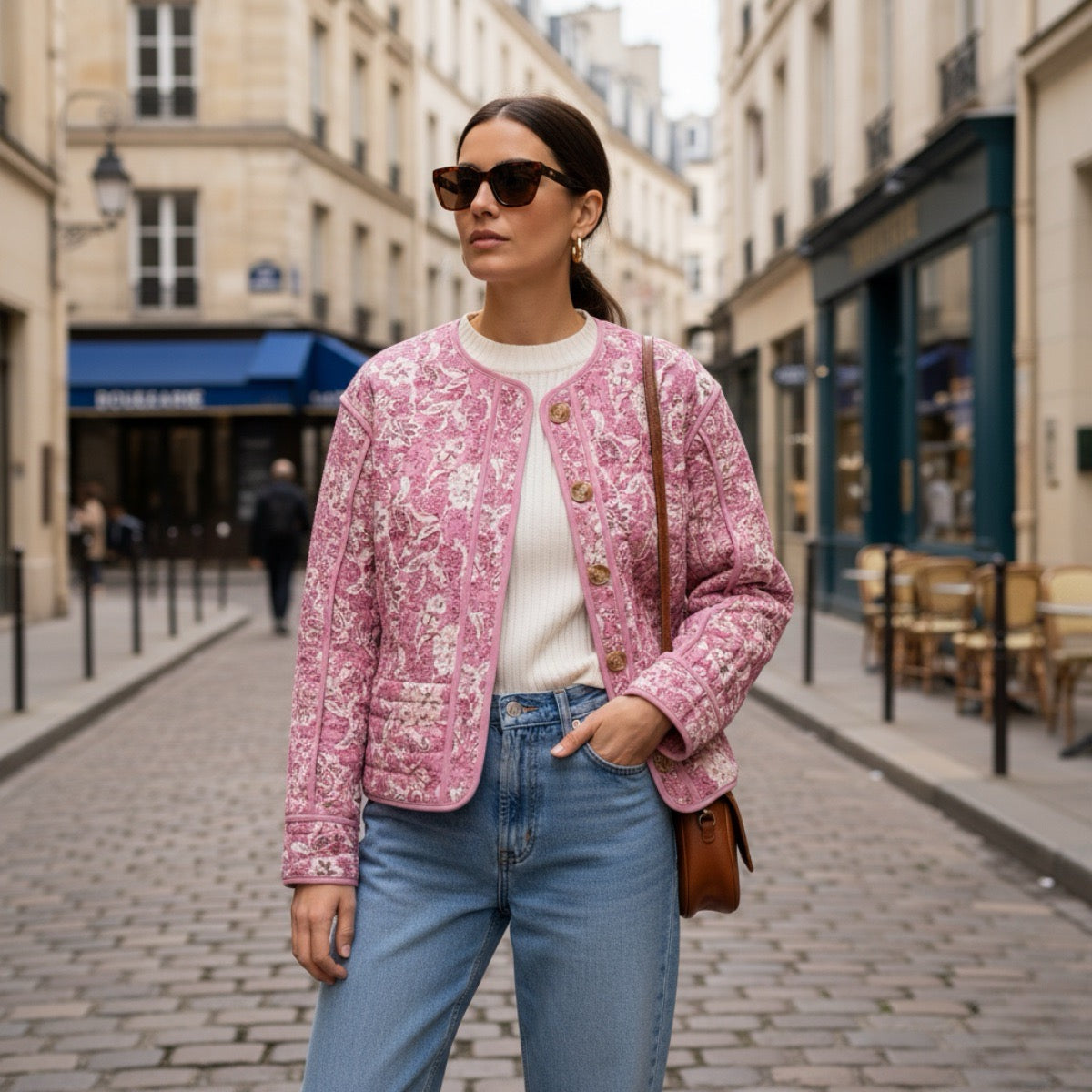 Sapphire | Women's floral-lined quilted jacket