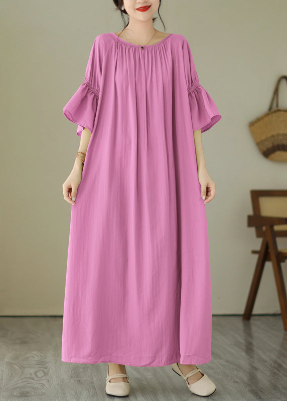 LP | Cute Pink Tie Waist Vacation Maxi Dresses Summer