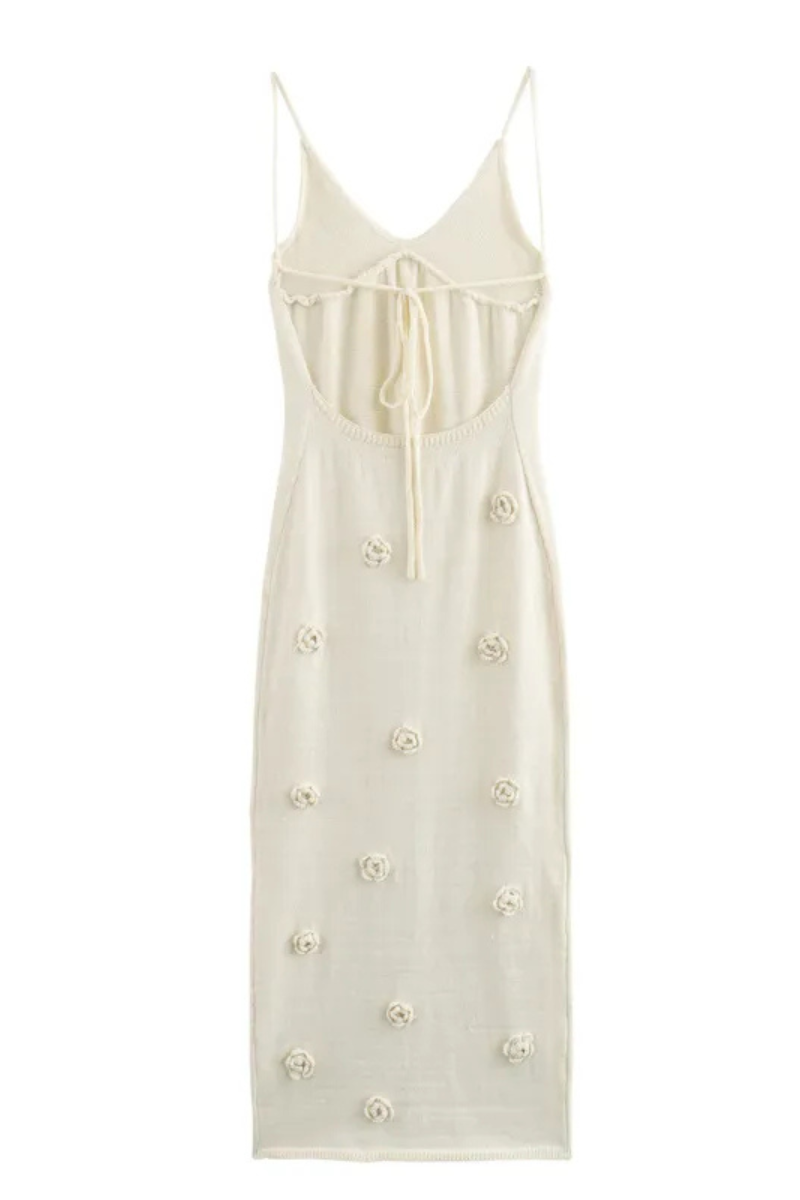 Delphine | Mesh backless dress with flowers