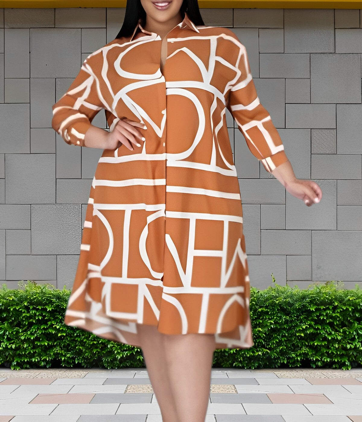 LP | Dress with pockets and geometric print