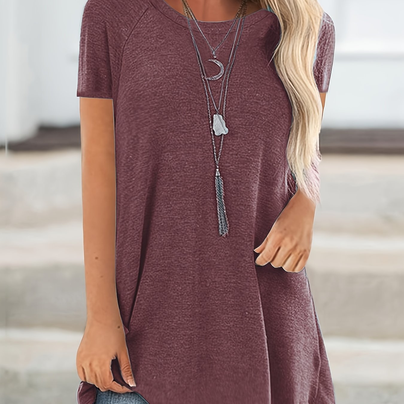 Plain long T-shirt - Long, soft design for everyday use