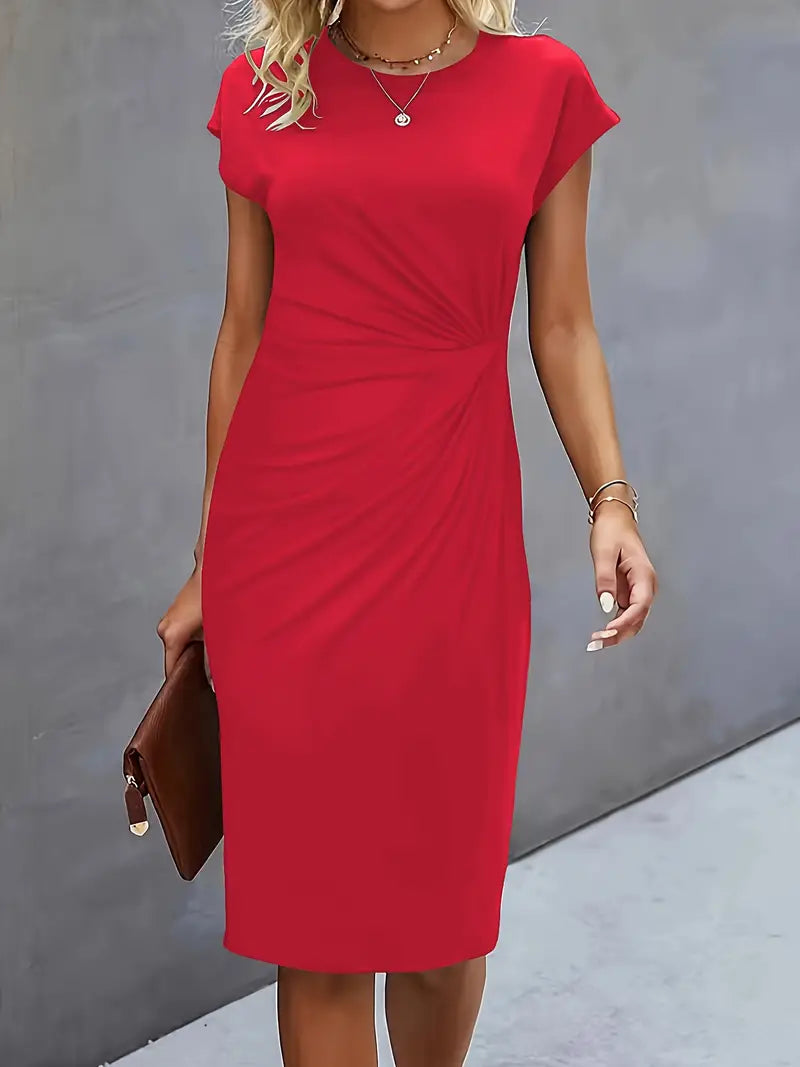 LP | midi dress with front bow for women