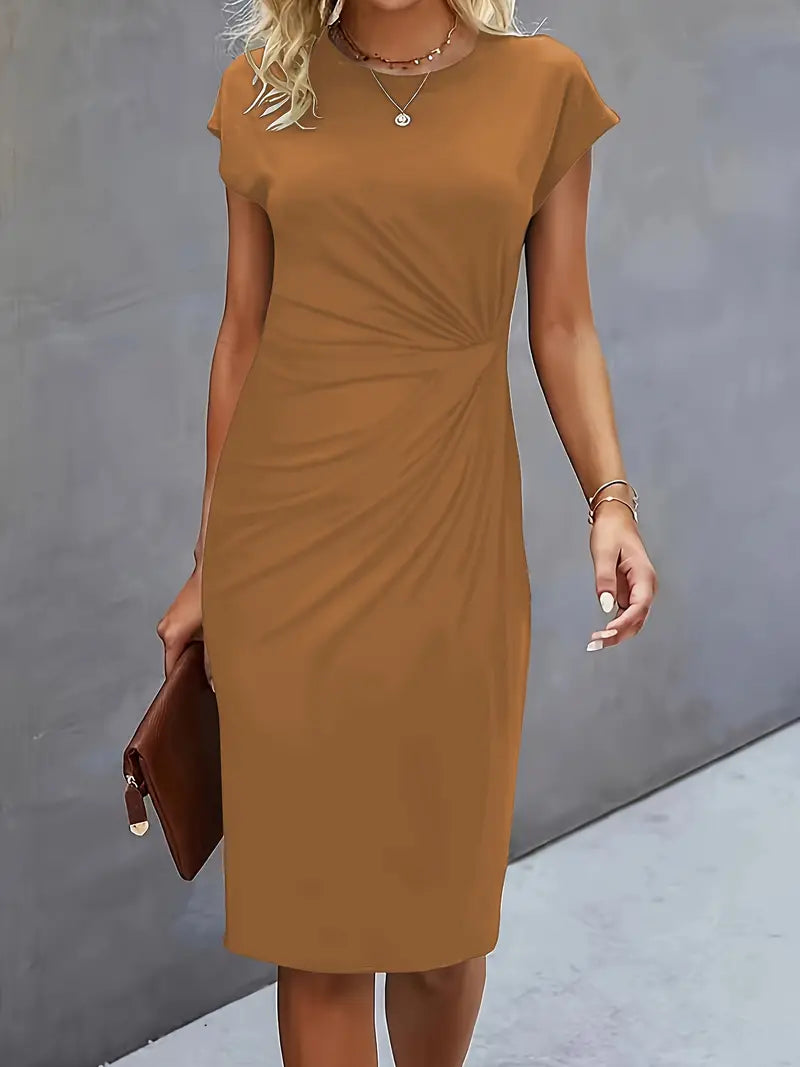 LP | midi dress with front bow for women