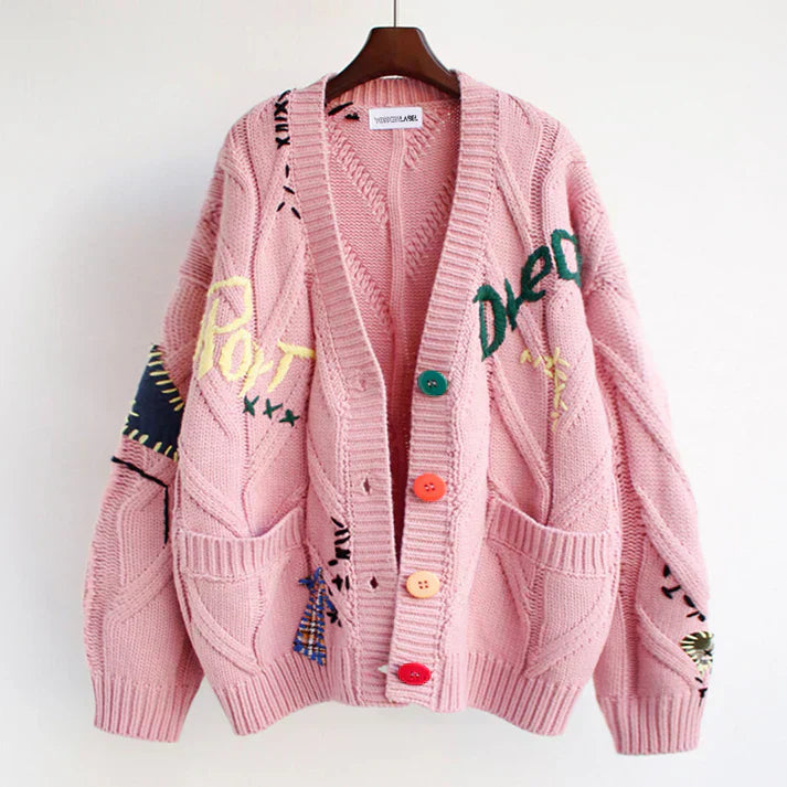 Ella | Women's Cardigan with Patchwork Accents Chic and Comfortable