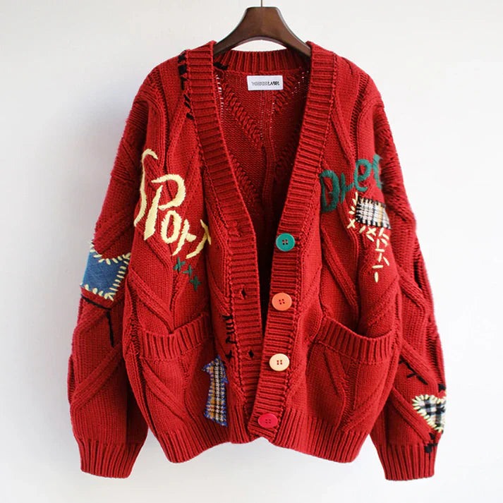 Ella | Women's Cardigan with Patchwork Accents Chic and Comfortable