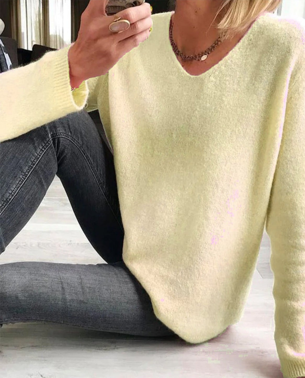 Mila | Women's Plain Long Sleeve Sweater Simple, Chic, and Comfortable