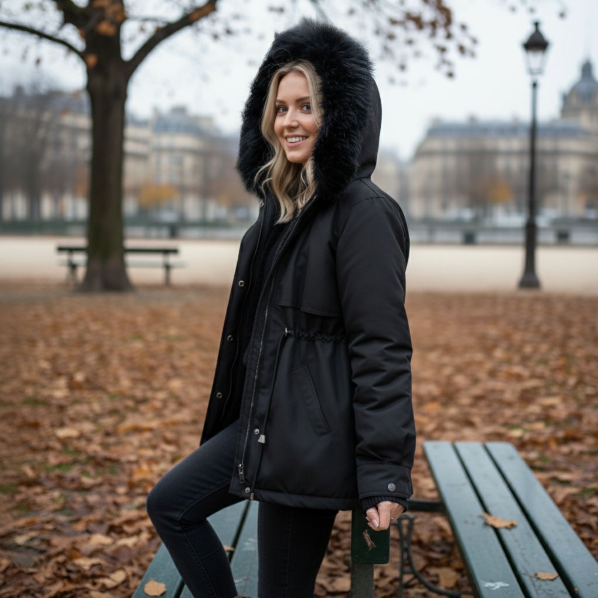 Eugenie | Women's Quilted Parka with Chic Down Collar and Hood