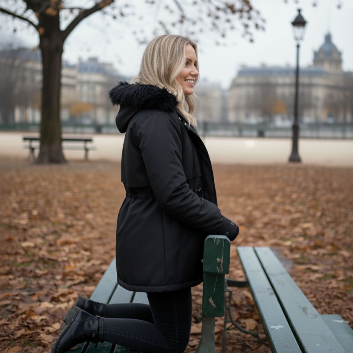 Eugenie | Women's Quilted Parka with Chic Down Collar and Hood