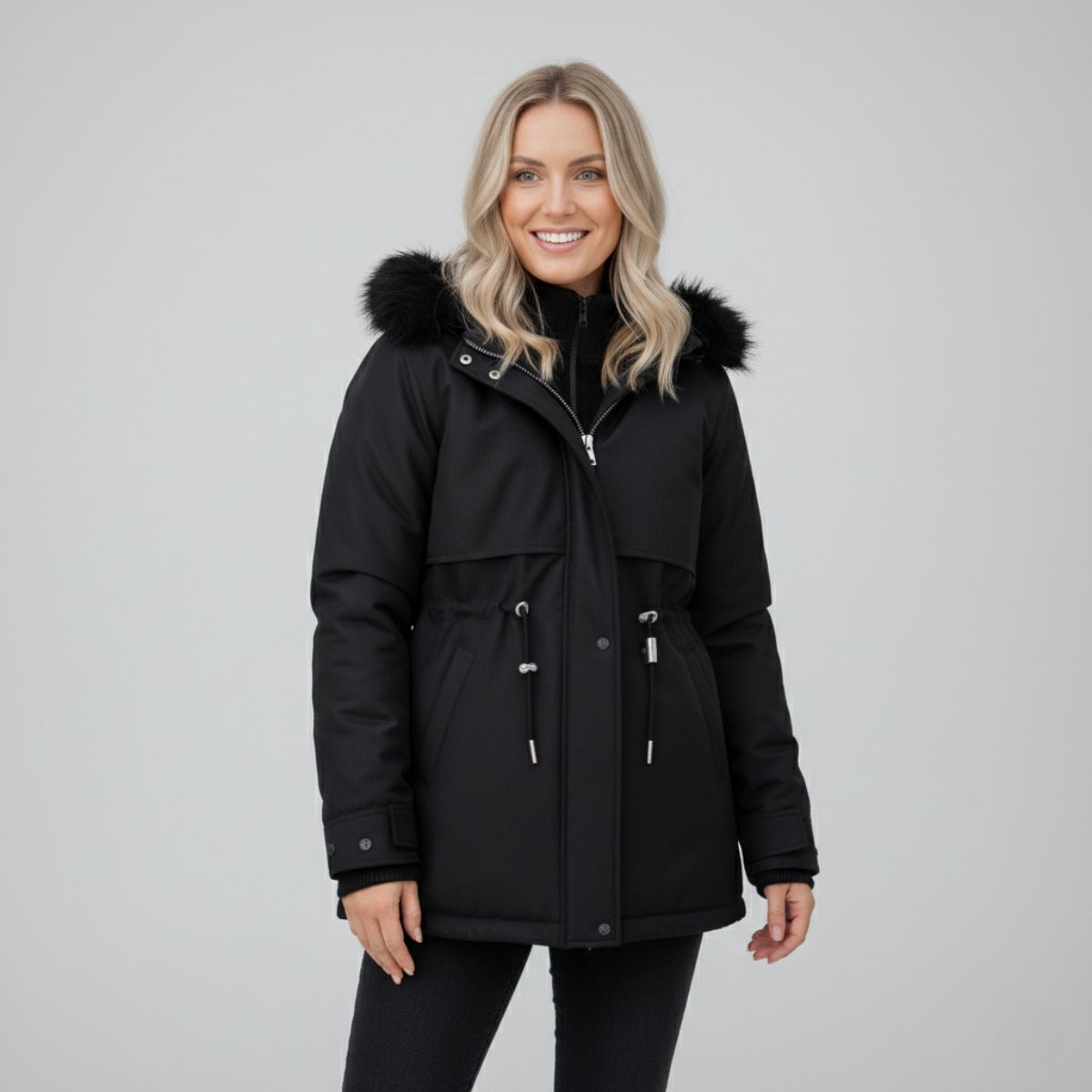 Eugenie | Women's Quilted Parka with Chic Down Collar and Hood