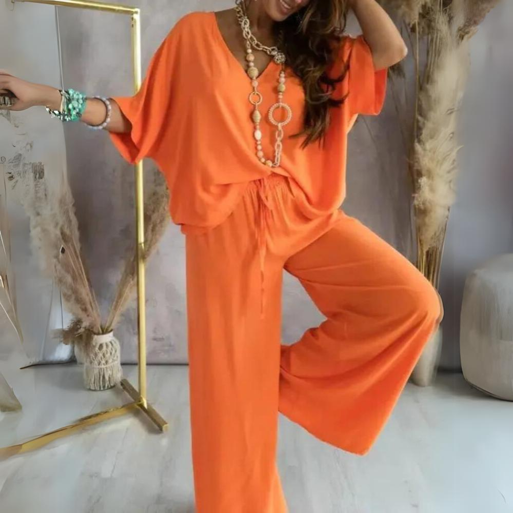 Karla - Casual ladies trousers and shirt set