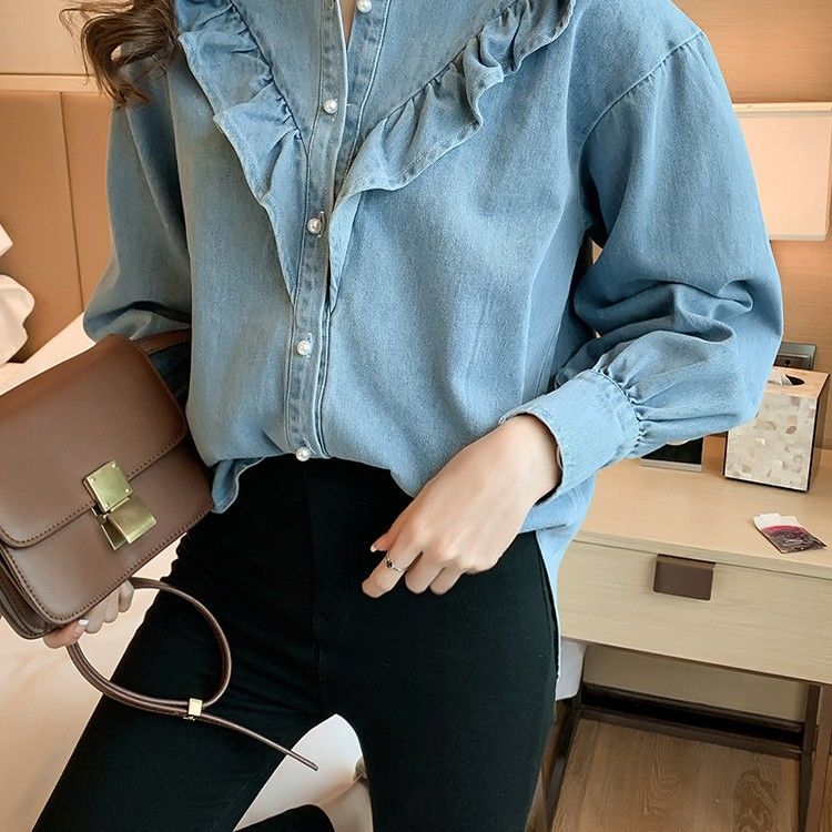 Soft, Korean-style ruffled shirt - Breathable fabric and soft fit