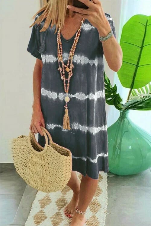 Mc | Striped shirt dress with short sleeves and loose fit