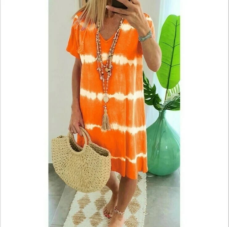 Mc | Striped shirt dress with short sleeves and loose fit