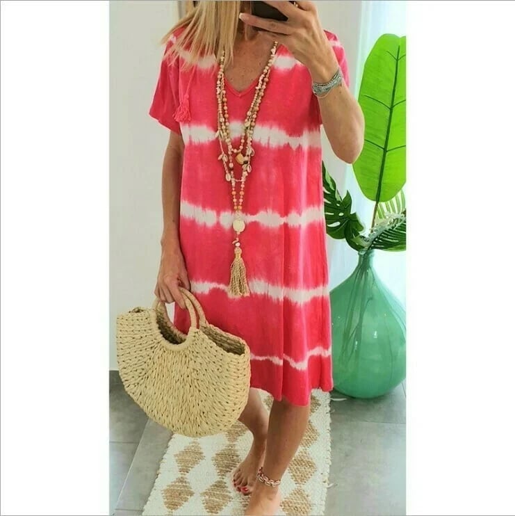 Mc | Striped shirt dress with short sleeves and loose fit