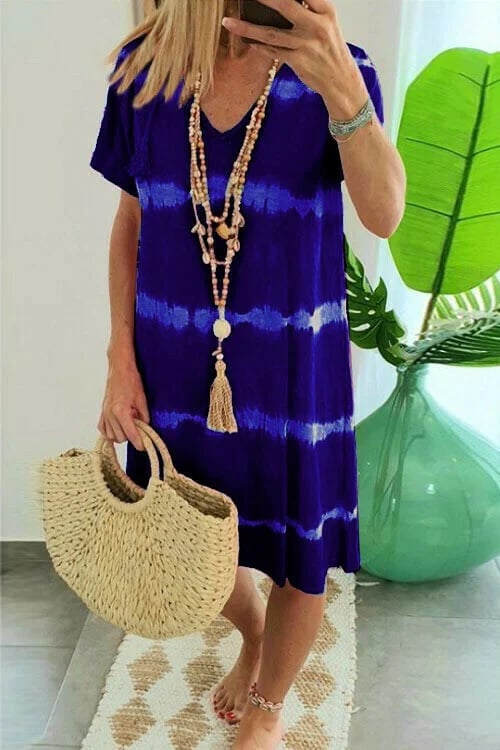 Mc | Striped shirt dress with short sleeves and loose fit