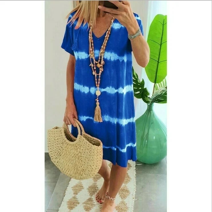 Mc | Striped shirt dress with short sleeves and loose fit