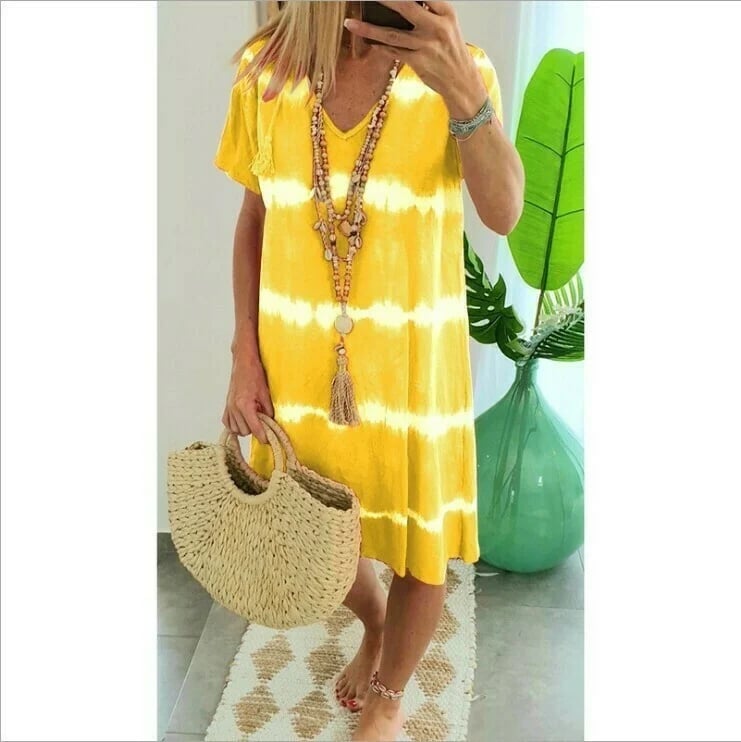 Mc | Striped shirt dress with short sleeves and loose fit