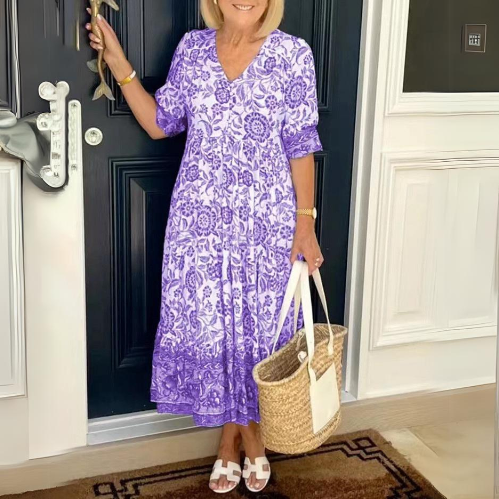 Mc | Elegant floral V-neck dress