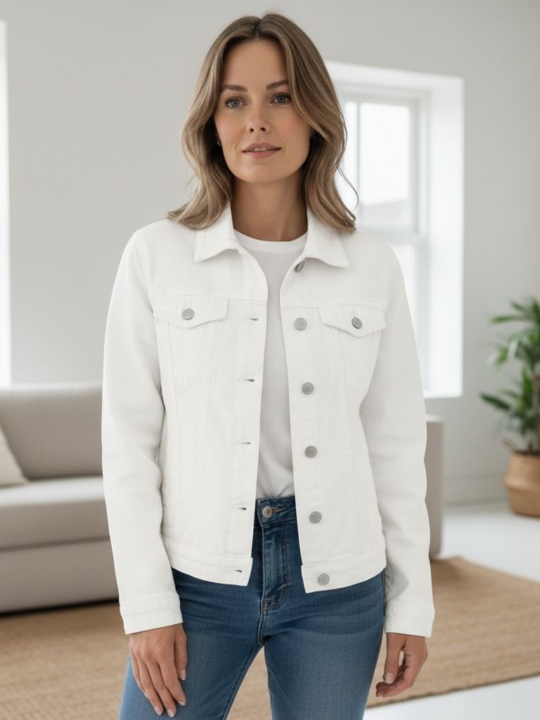 Marina | Women's Sustainable Denim Jacket with Buttons and Chic Pockets
