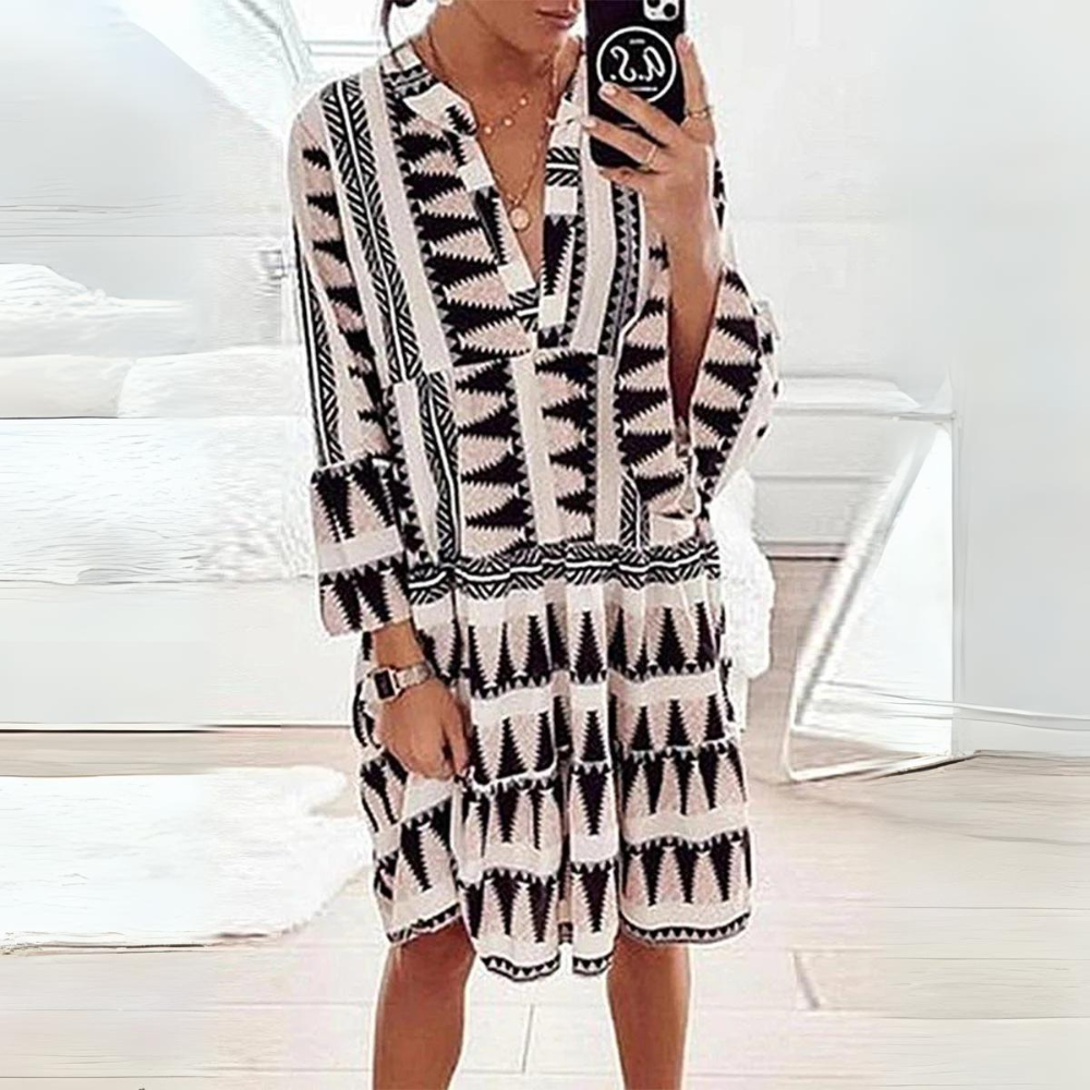Mc | Dress with animal print and puff sleeves