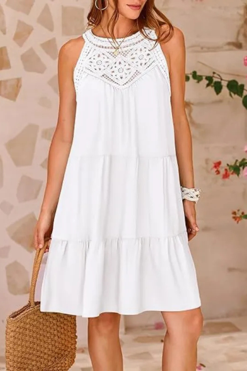 LP | summer dress with trapeze cut neckline