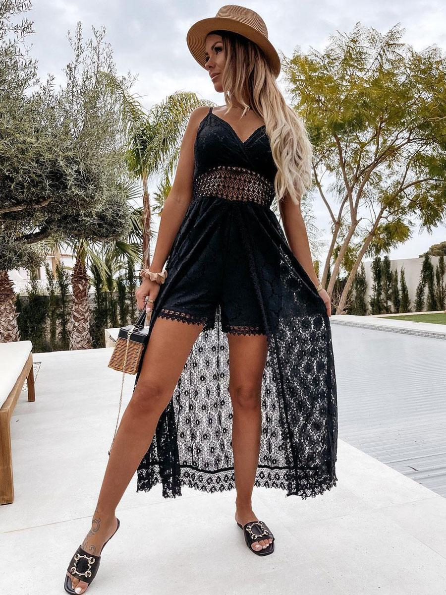 Merri - Lace boho long beach dress with sweetheart neckline