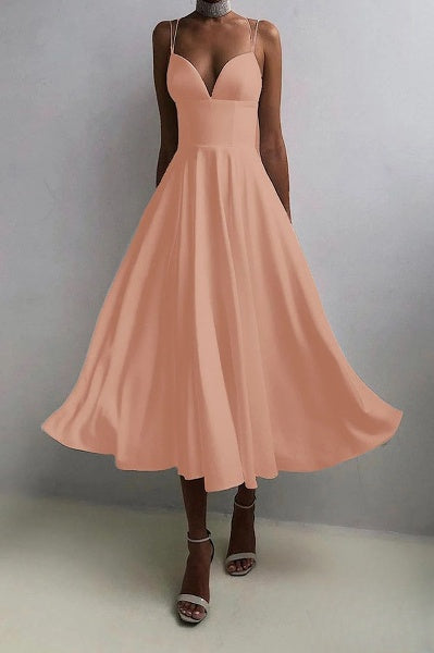 Monroe - Maxi dress with scoop neckline and back without frills