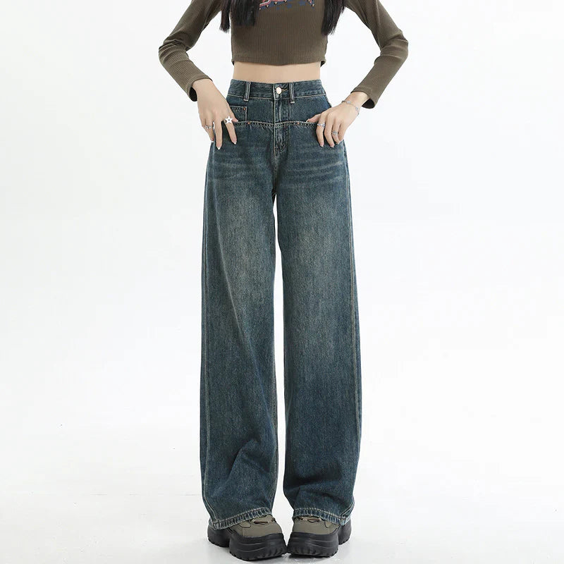 High-waisted wide-leg jeans for women